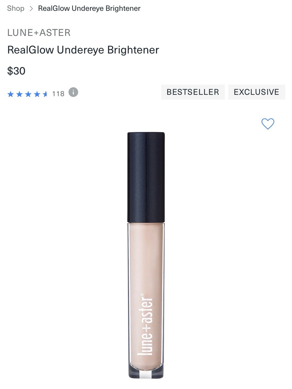 Lune+Aster RealGlow Undereye Brightener — Peach